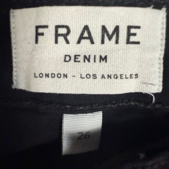 Frame Le Skinny de Jeanne Noir Jefferson Black Mid Rise Distressed Jeans Size 26 - Picture 10 of 11
